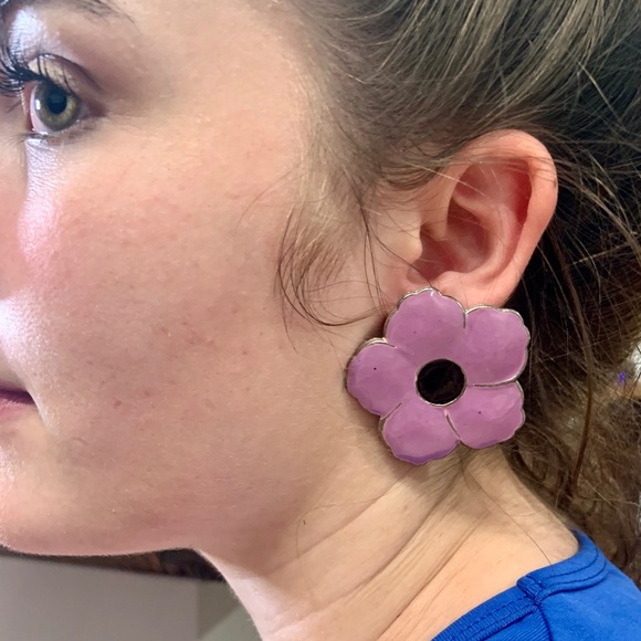 Vintage Floral Statement Earrings - Picture 3 of 4